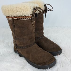 UGG 5273 Ultimate Cuff sheepskin and leather boots, women's size 7, brown